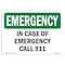 Signmission OSHA EMERGENCY Sign, In Case Of Call 911, 14in X 10in Aluminum, 10" W, 14" L, Landscape OS-EM-A-1014-L-10395 - alternate 1